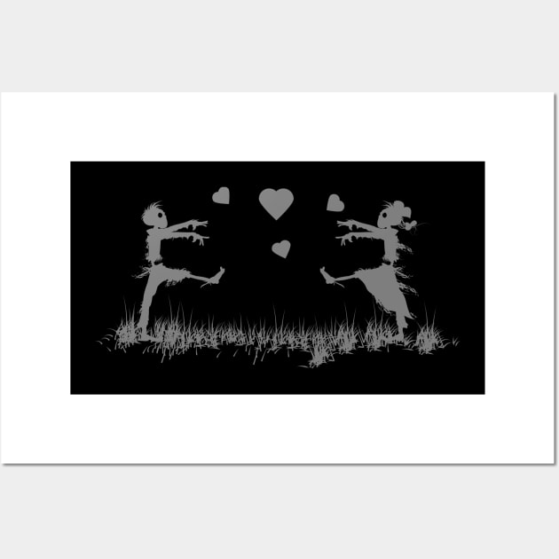 Zombies in Love Gray Wall Art by ArtingBadass